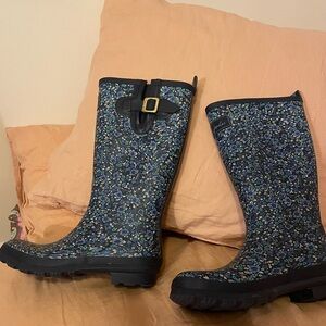 Joules Blue Floral Rain Boots UK8